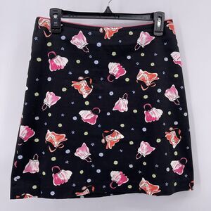 Randi M Sz 6 Black Skirt Purse Pattern Handbag Design Cotton Stretch A Line Mini